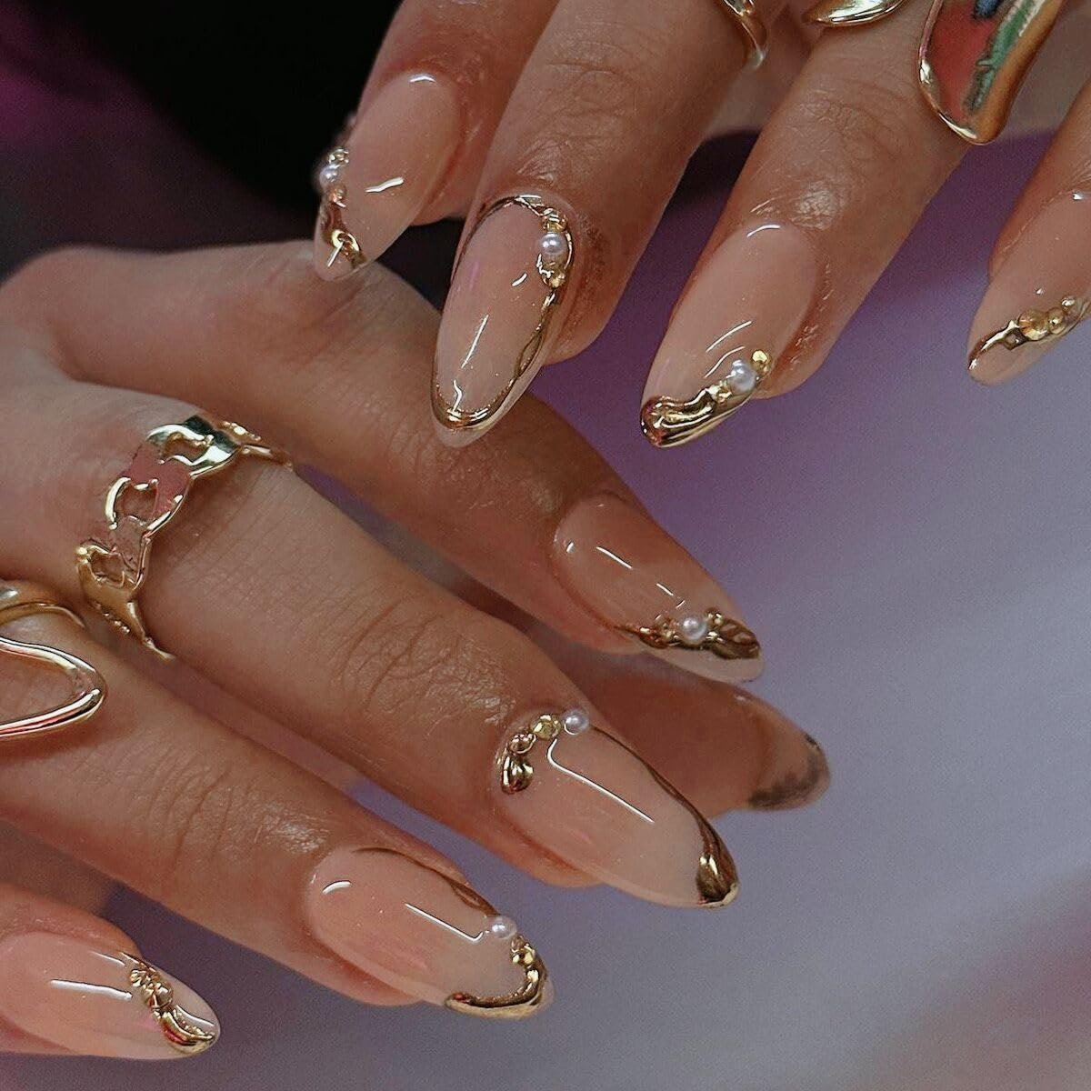 gold chrome nails